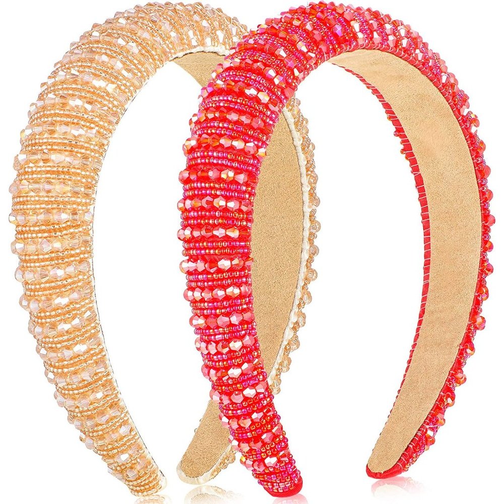 Headband Crystal Rhinestone 2/pack Red & Champagne